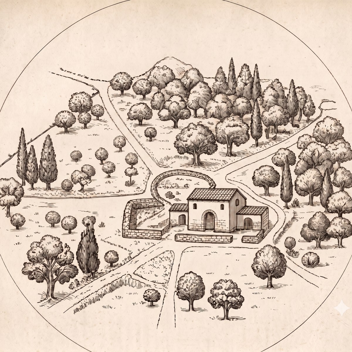 Mapa ilustrado de una finca de La Vera
